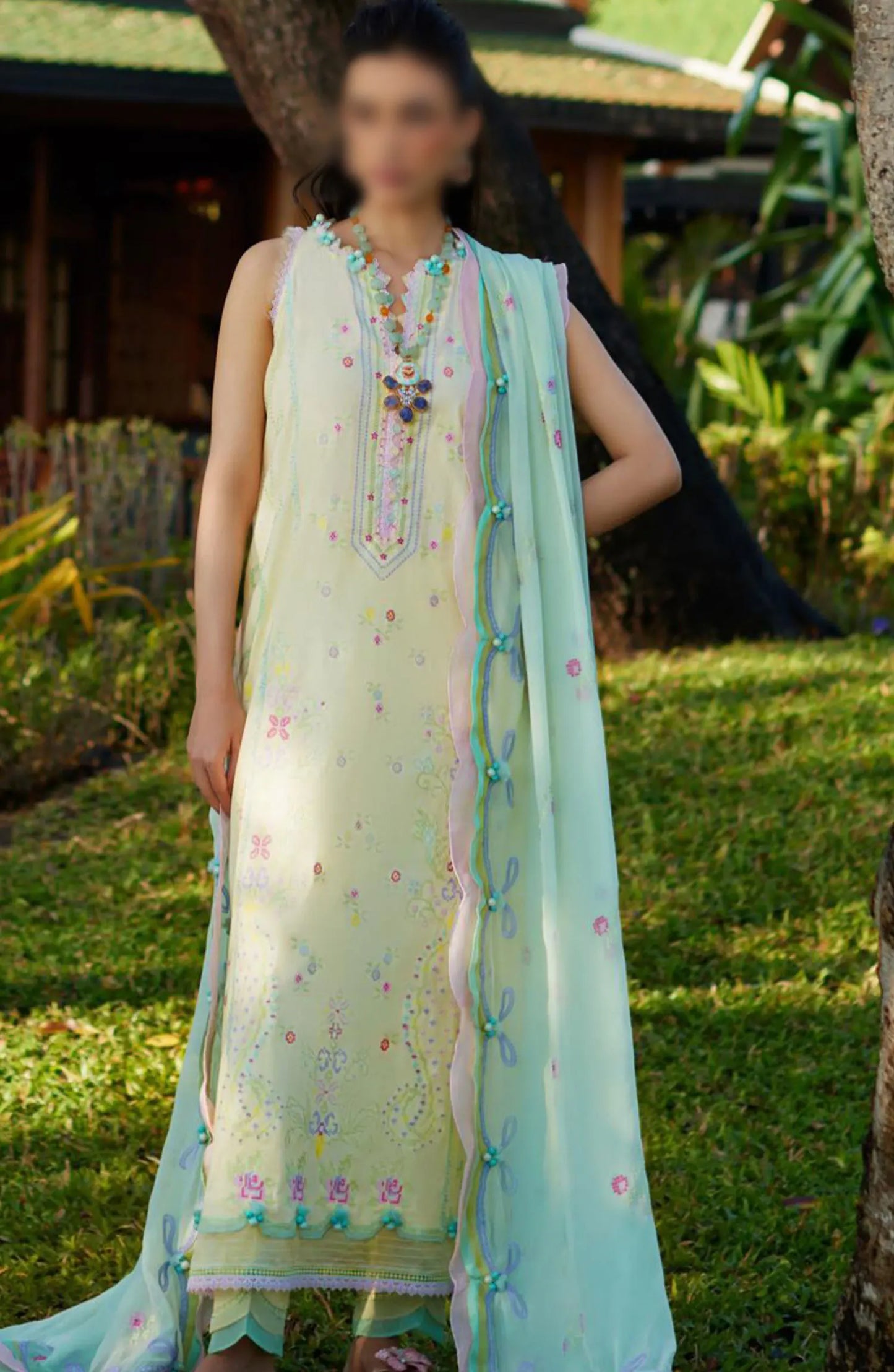 Farah Talib Aziz Suay Luxury Unstitched Collection 2024 - Light Green