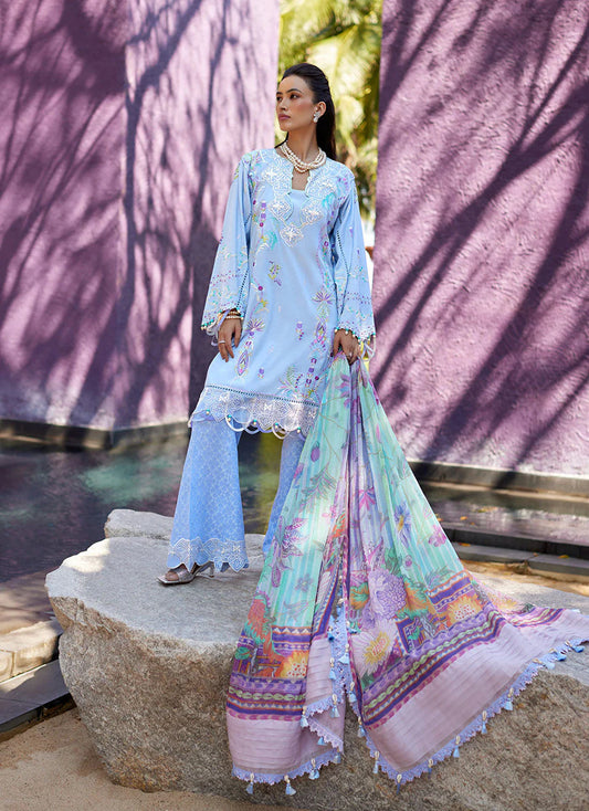 Farah Talib Aziz – Wedgewood blue Suay Luxury Lawn Embroidered’24