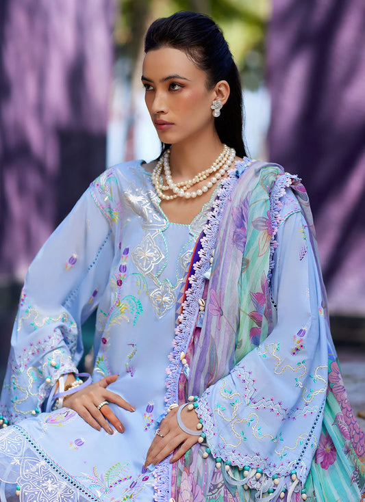 Farah Talib Aziz – Wedgewood blue Suay Luxury Lawn Embroidered’24