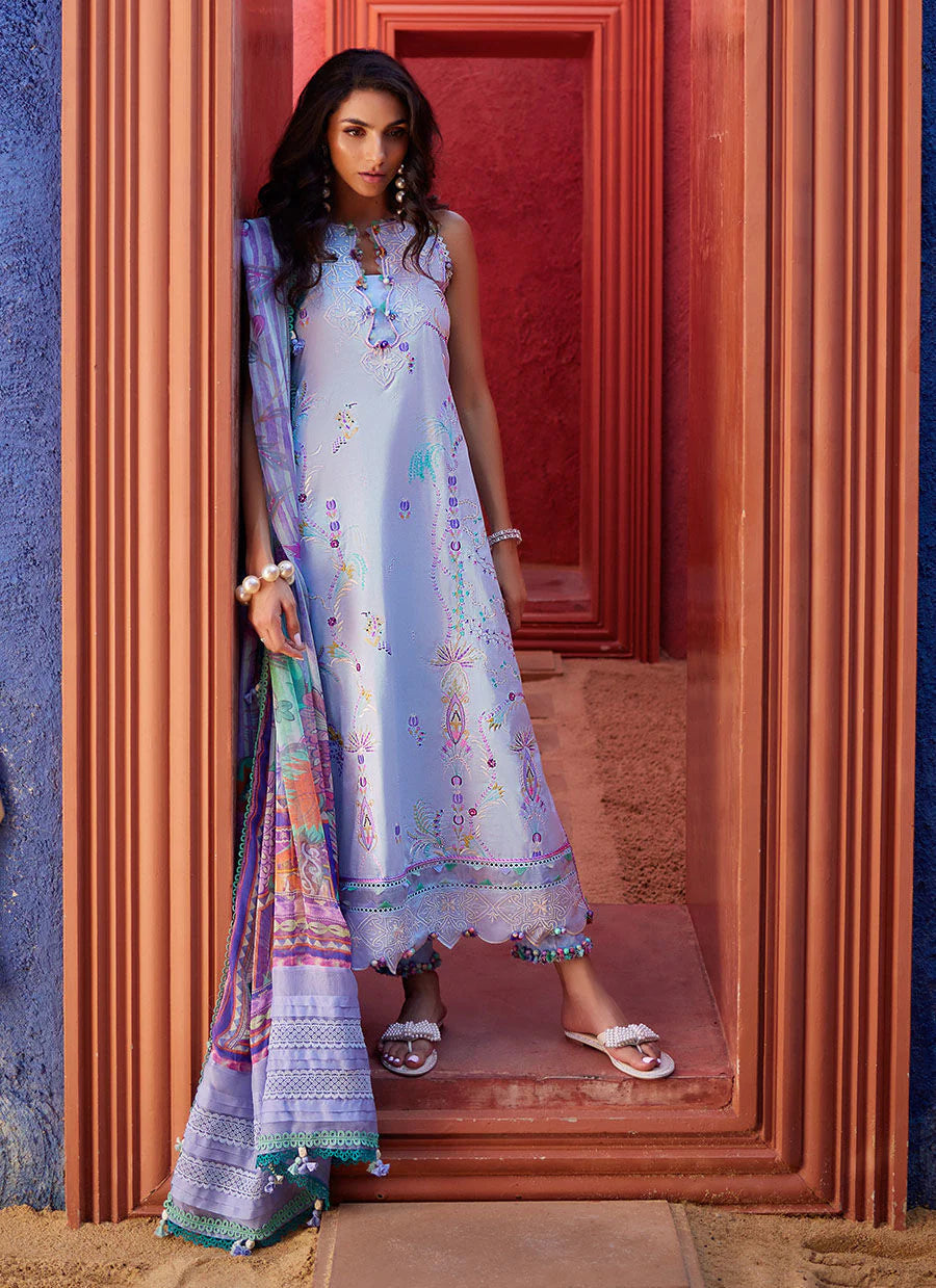 Farah Talib Aziz – Wedgewood blue Suay Luxury Lawn Embroidered’24