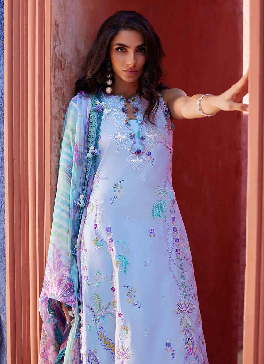 Farah Talib Aziz – Wedgewood blue Suay Luxury Lawn Embroidered’24